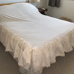 Mattelasse Queen Bed Skirt Dust Ruffle Ball-fringe Ivory Cottage Chic Cotton. Fixed Price $24.99.