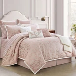 14 Pieces Blush King Size Comforter Set, Classic Jacquard Floral Bedding. Fixed Price $120.95.