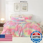 Litanika Tie-dyed Rainbow Fluffy Comforter King Size Luxury Plush Faux Fur Beddi. Fixed Price $62.21.