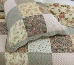 Cozy Country Floral King Quilt Set : Roses Patchwork Sage Green Farmhouse Cotton. Fixed Price $109.45.