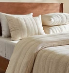 Rejuvenation Textured Striped Duvet Heathered Natural Queen 76% Cotton 24% Lin. Fixed Price $66.00.